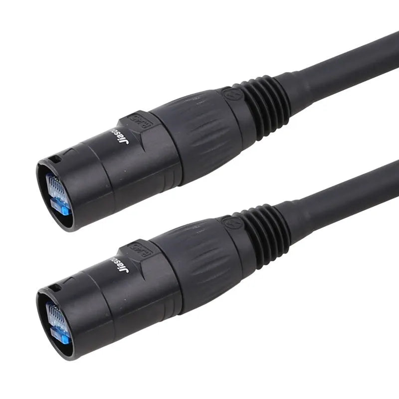 CAT6 RJ45 male to female network extension converter cable showing connector details