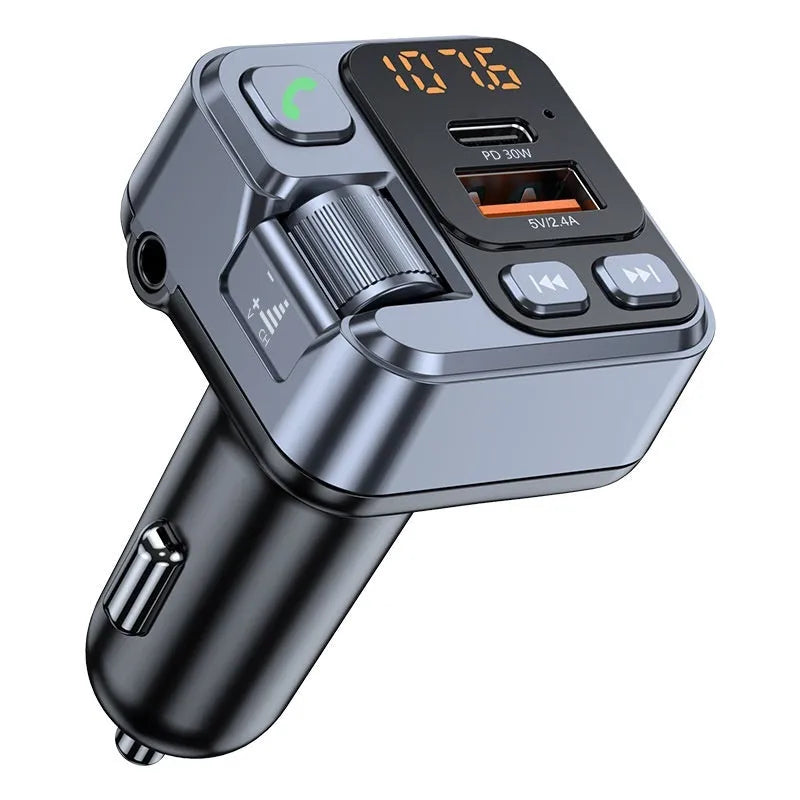 Car Bluetooth MP3 player receiver with LED display and dual USB charging ports