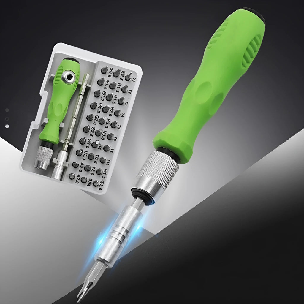 32-in-1 precision screwdriver set with multiple bits for mobile phone and electronics repair