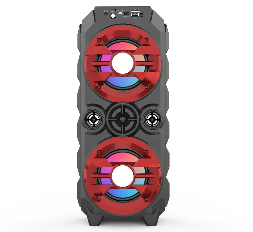 Portable Bluetooth speaker with colour-changing LED lights in pull-rod design