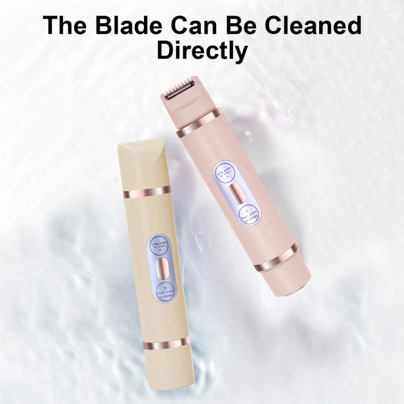 2-in-1 Dual-Head Women's Electric Shaver - Painless Wet & Dry Body Hair Trimmer with Hypoallergenic Blades for Face, Bikini & Legs