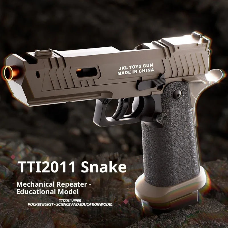 Viper plastic toy gun in sand colour with continuous hair throwing shell launch mechanism