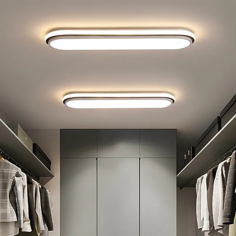 Simple modern ceiling lamp with remote control three-colour LED for hallway or balcony, 38x18x45cm size option