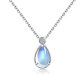 Women's 925 sterling silver moonstone necklace with adjustable chain on a neutral background