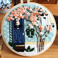 Handmade embroidery material package with cotton cloth fabric 30x30cm, professional needles, and matching embroidery thread