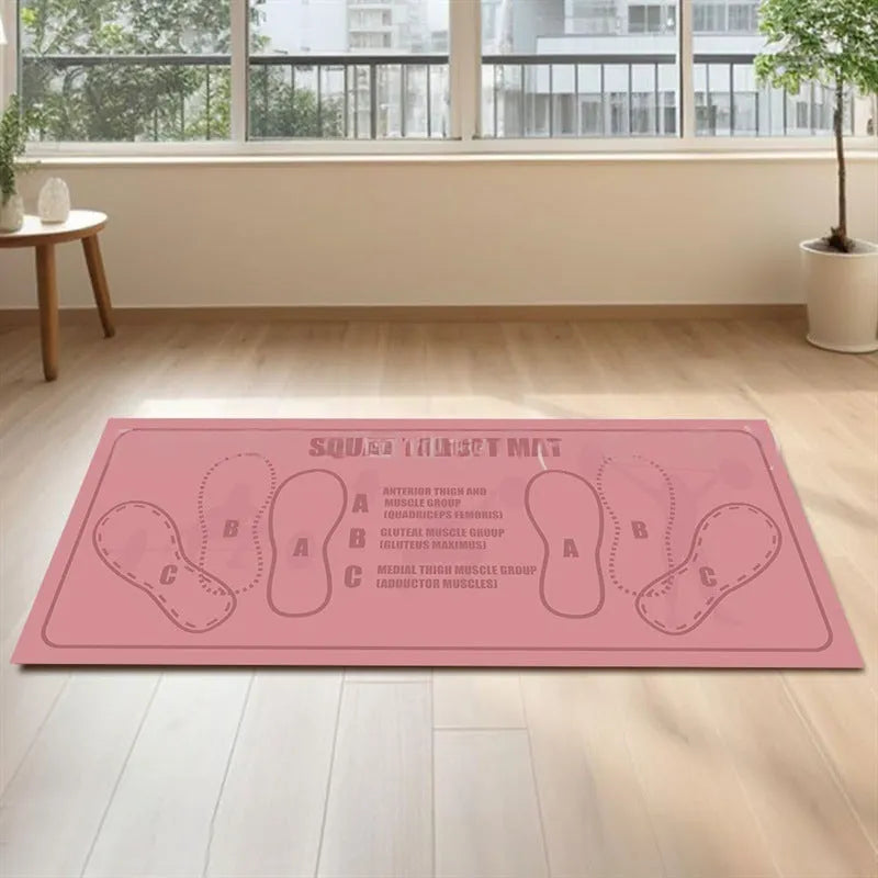 Simple solid colour Pilates squat mat with footprints, 35x80cm, polyester fibre, modern simplicity style