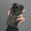 Leaf pattern TPU shockproof phone case for iPhone, black or white, with anti-fingerprint coating