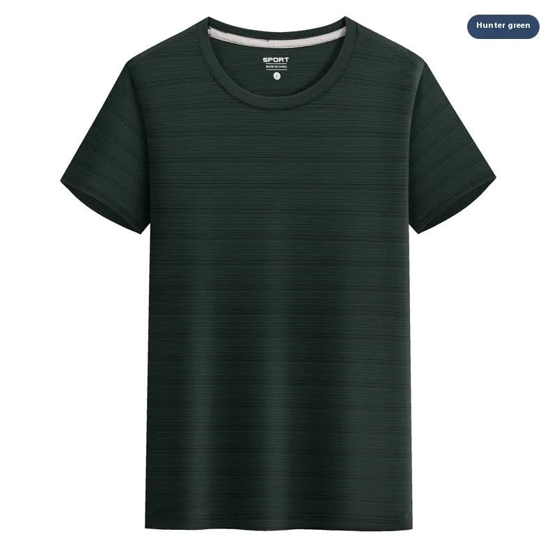 Crystal silk round neck T-shirt in polyester spandex fabric for leisure wear