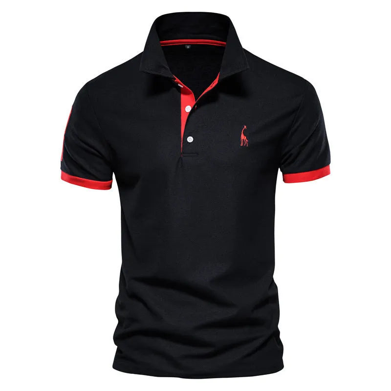 Men's deer embroidered short sleeve T-shirt in slim fit, shown in a selection of available colours.