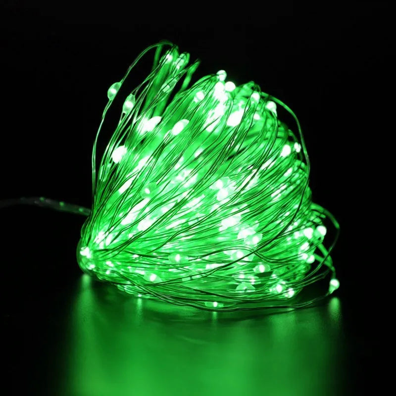 1M copper wire LED string light with 100 beads, battery or USB power, in Multicolor, Pink, Purple, Warm White or White