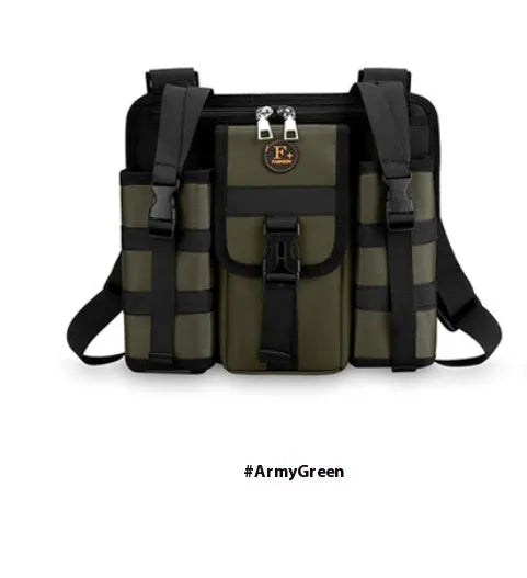 Oxford cloth messenger bag in army green colour with shoulder strap