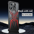 Black frameless metal airbag drop-resistant phone case for iPhone 13 14 15 series with hollow back