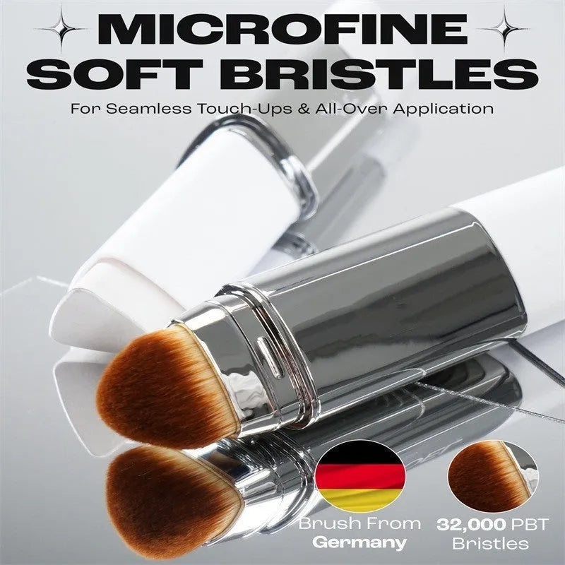Blanc Cover Cream Stick V foundation brush with detachable head shown in light colour option.