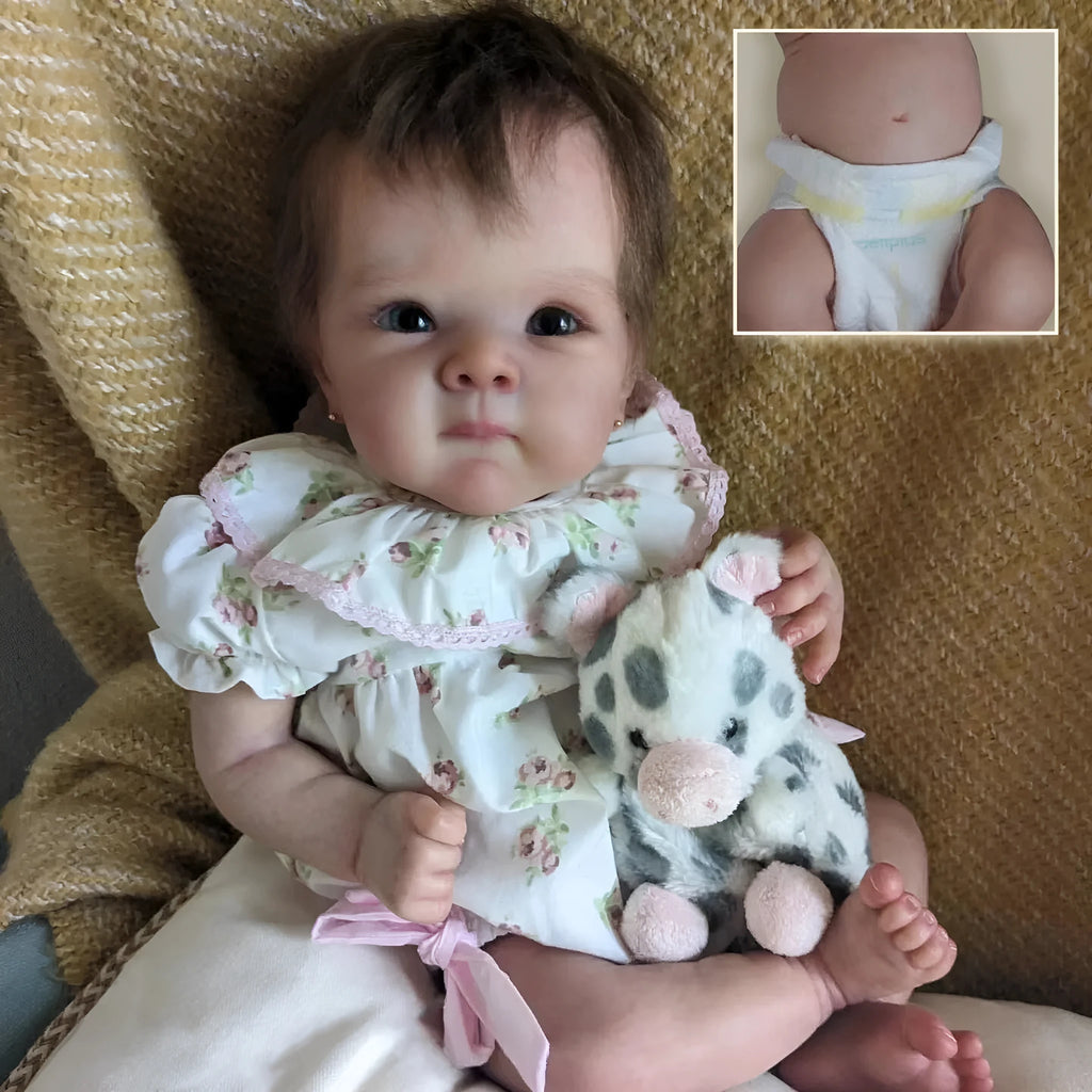 48cm full vinyl simulation reborn doll with hand-planted hair in natural style