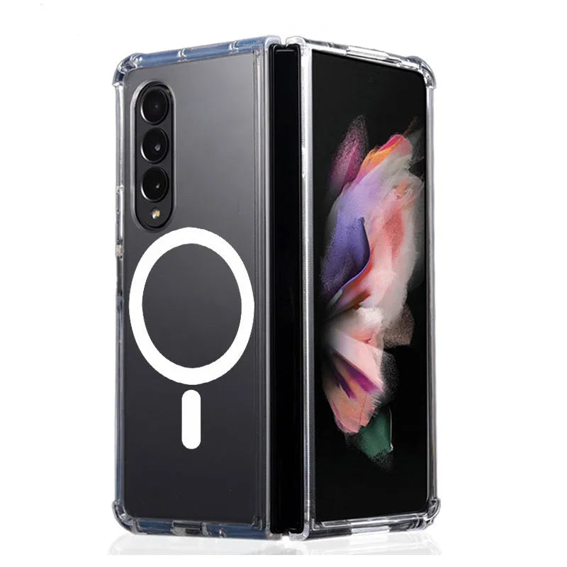 Transparent TPU magnetic phone case for Samsung Z Flip 5 with four-corner drop-resistant design
