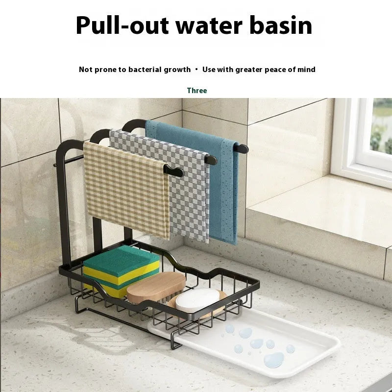 Foldable plastic kitchen storage rack in new Chinese style for wall or countertop rag draining