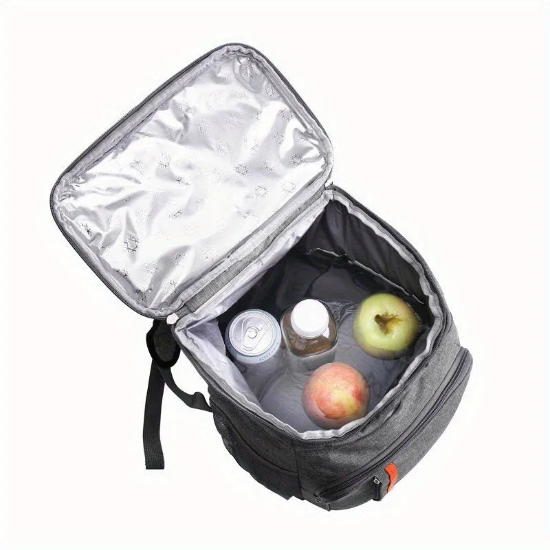 Insulated leak-proof shoulder sports bag in black, dark blue, or grey for picnics and travel