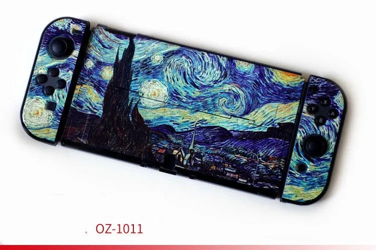 Nintendo Switch OLED hard protective case in decorative shell pattern with analogue caps