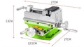 Mini bench drill milling machine on a workbench with optional pliers or drill accessories.