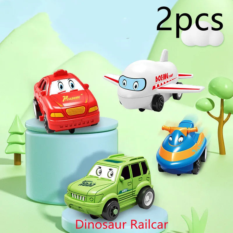 Children puzzle electric railroad speeder with DIY assembly track and automatic car, dinosaur theme