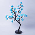 USB rose tree table lamp with bendable branches and LED night light in pink rose colour