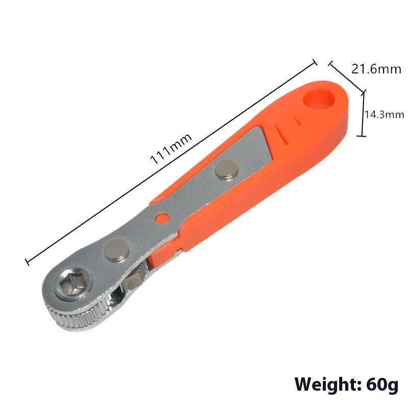 Mini 36-tooth ratchet screwdriver sleeve set with L bend dual-use spanner, 1/4 inch head, chrome vanadium steel, orange or black.