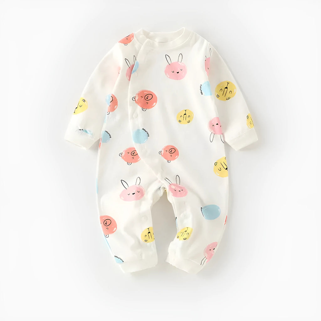 Cotton baby pyjamas onesie in cartoon dragon print for infants 0-1 years old