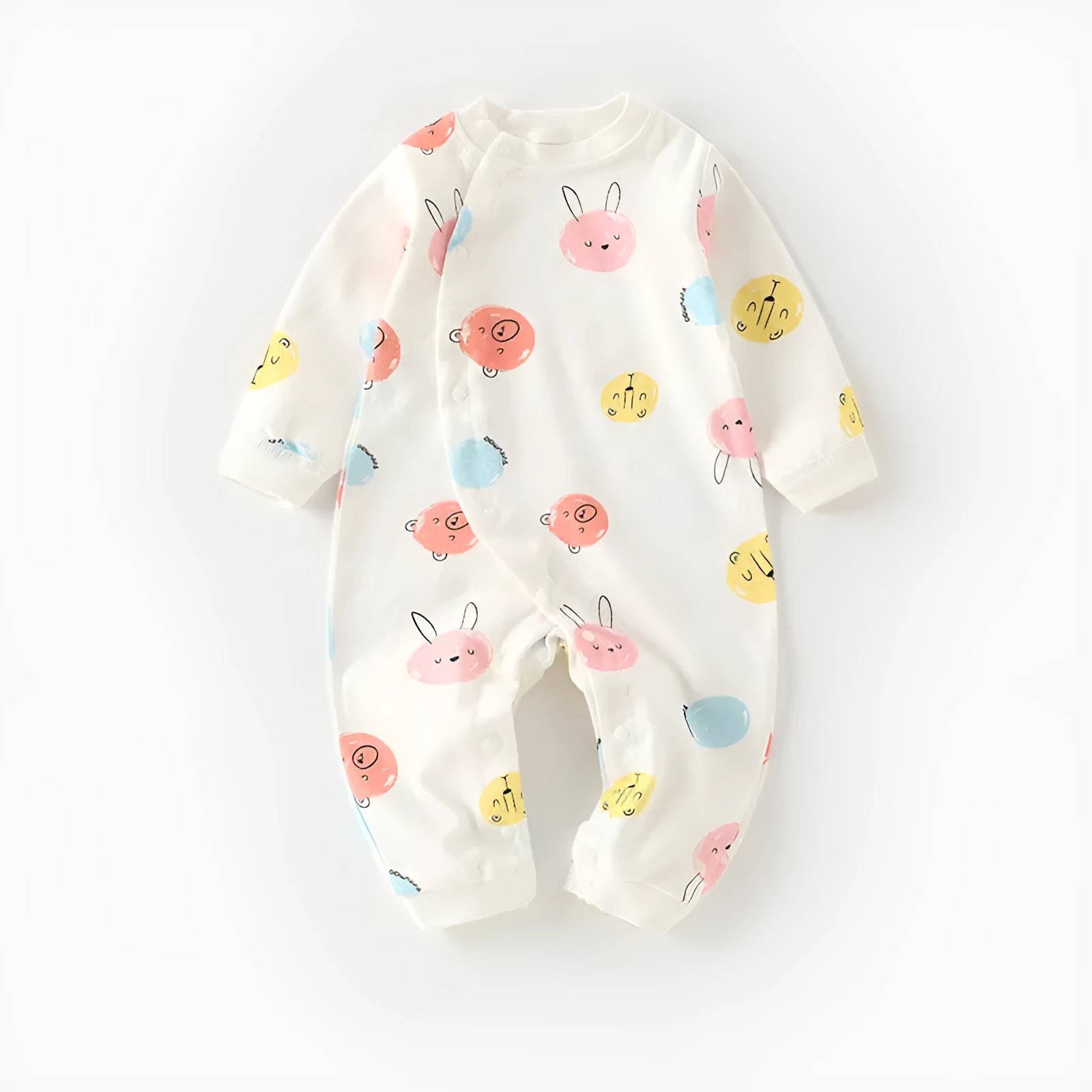 Cotton baby pyjamas onesie in cartoon dragon print for infants 0-1 years old