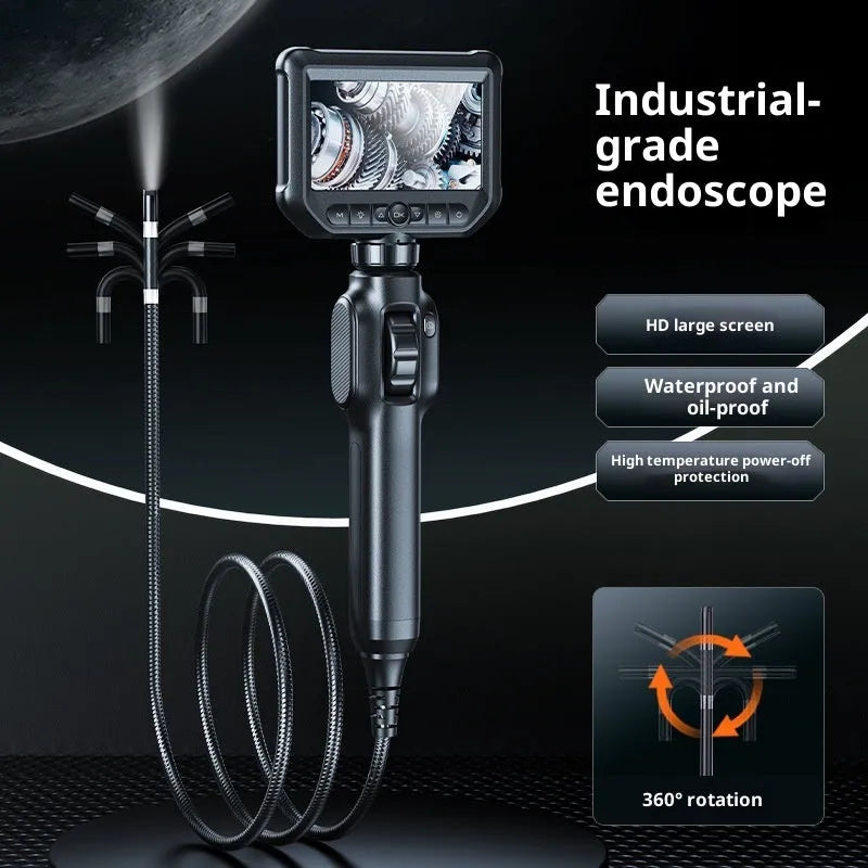 HD handheld camera with screen in black and orange for inspection tasks