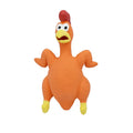 Orange roast chicken latex dog sound toy with vent squeaker, 21cm tall, bite-resistant design