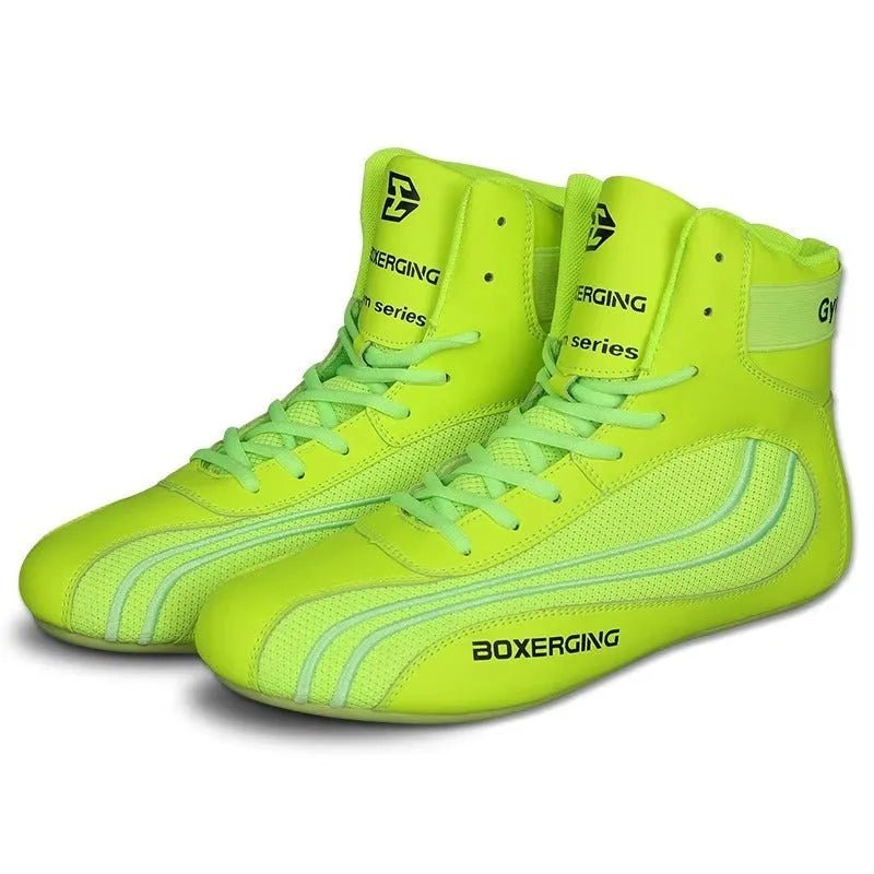 High-top combat training wrestling shoes with soft rubber soles in black gold colour