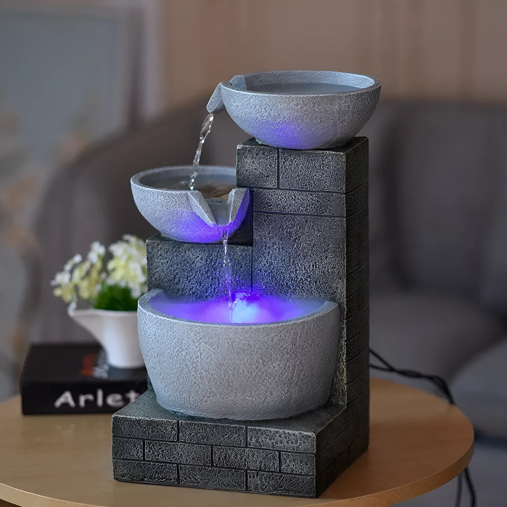 Desktop fountain humidifier hand painted resin light grey 43cm tall 220V US