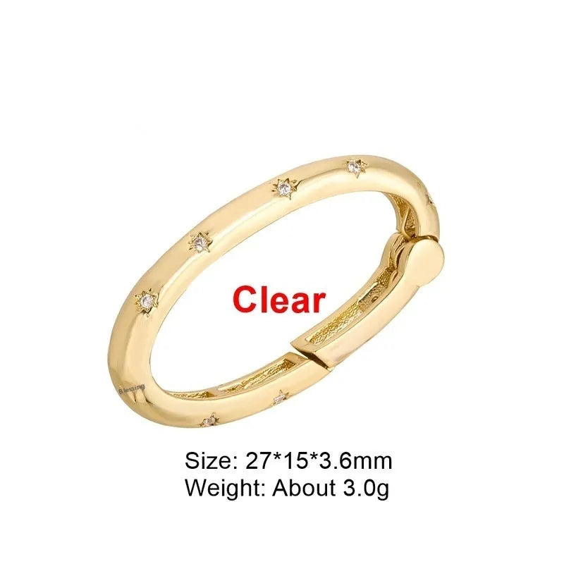Copper climbing heart-shaped metal button with micro inlaid zircon stones, showing spring fastener and screw buckle style options.