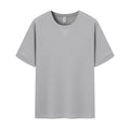 Men's heavyweight waffle-knit short-sleeve t-shirt in a solid colour on a size chart background.