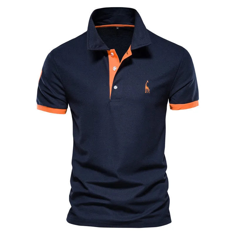 Men's deer embroidered short sleeve T-shirt in slim fit, shown in a selection of available colours.