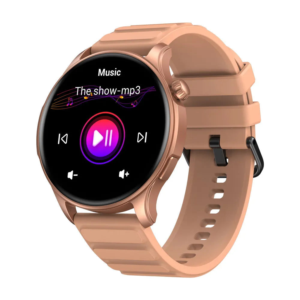 Btalk 3 Pro smart watch in blue, grey, or pink colours showing AMOLED screen and compact case