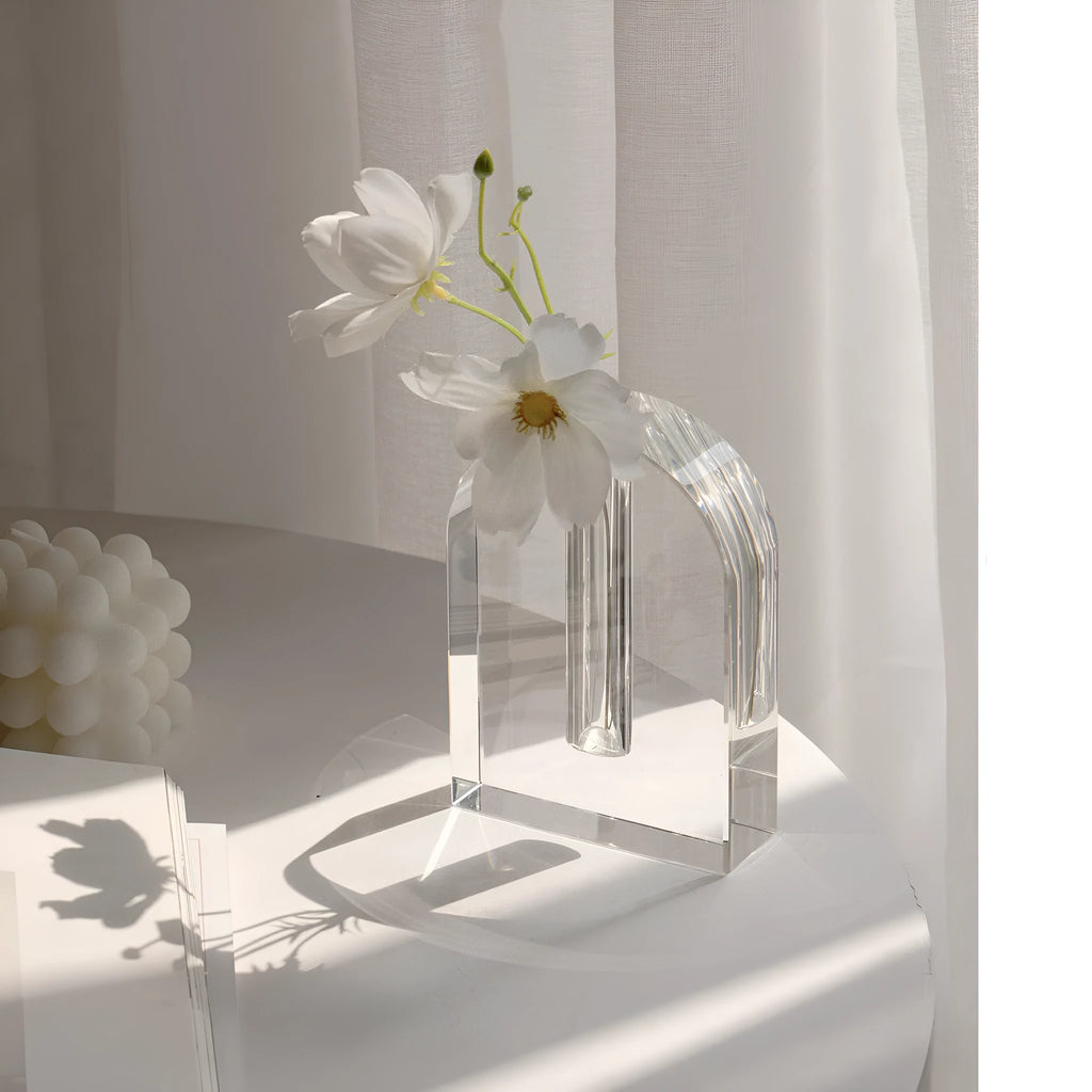 Transparent crystal vase from Solidification Series with fairy-spirit design for modern home decoration