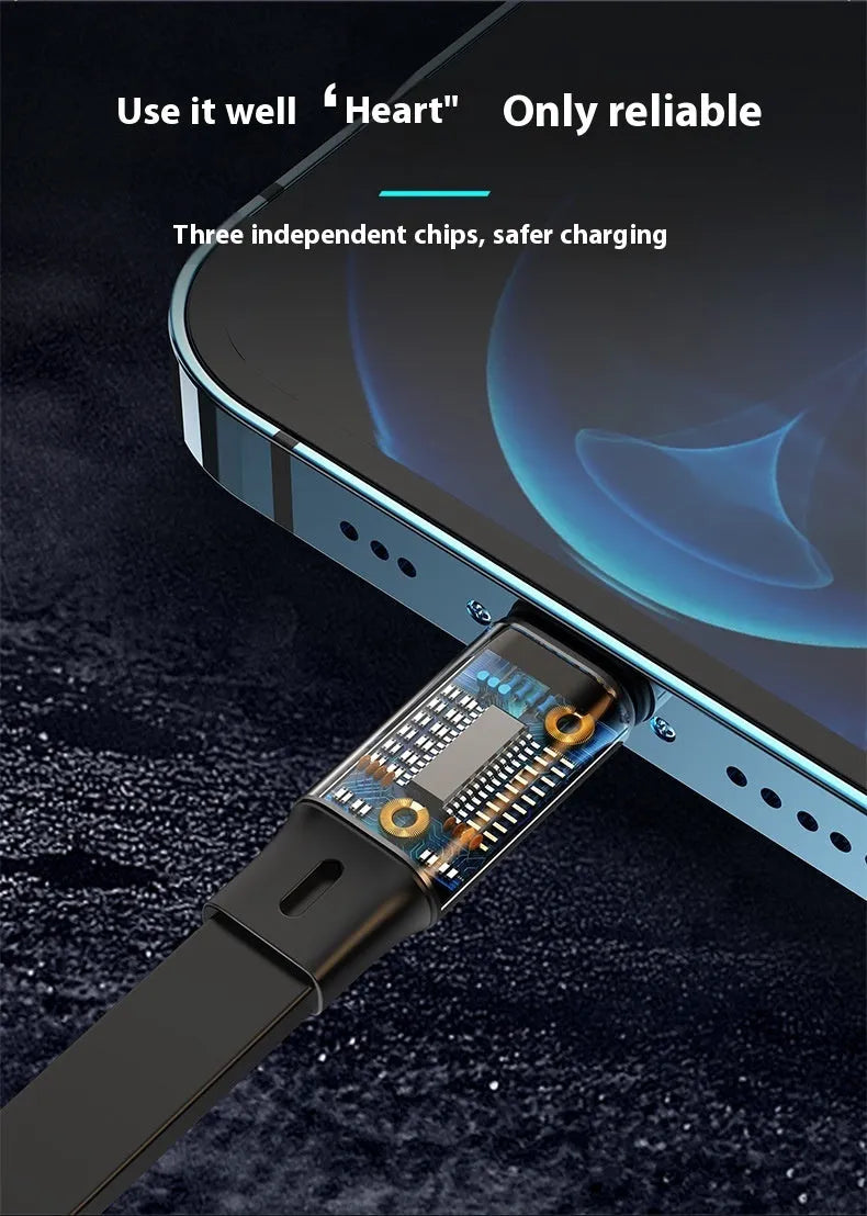 Three-in-one telescopic data cable with 100W super fast charge, grey black, mini USB interface