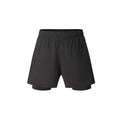Men's black double-layer running shorts with inner liner for summer sports and fitness training