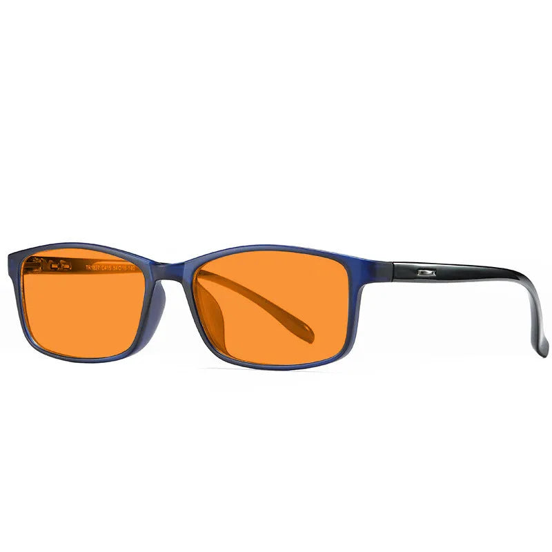 Orange anti-blue light UV glasses with full rim frame in multiple colour options