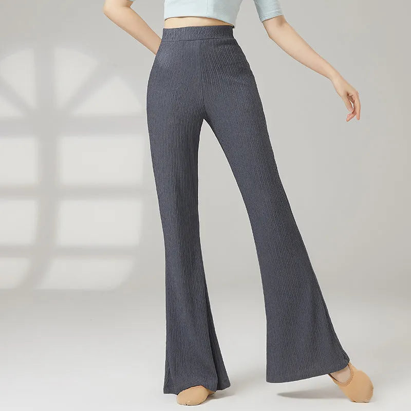 Women's solid colour dance practice trousers for classical ballet training in polyester fabric