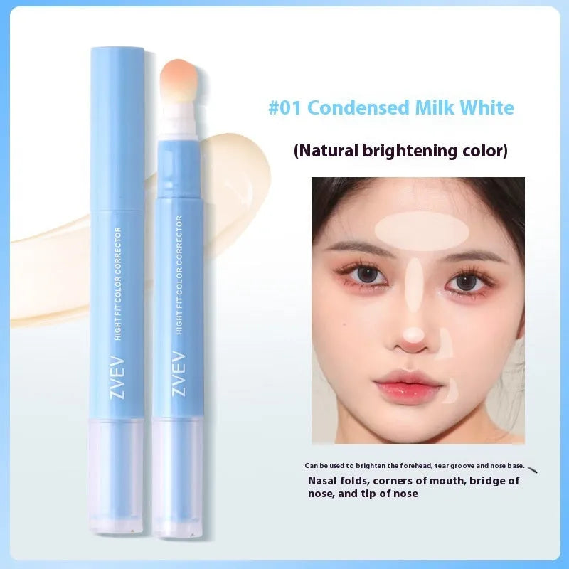 Concealer pen with sponge brush head and cream, shown in 1.5g size with three colour shade options.