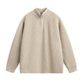 Men's stand collar pullover sweater in imitation deer plush, loose fit, available in four colours and sizes M-XXL.