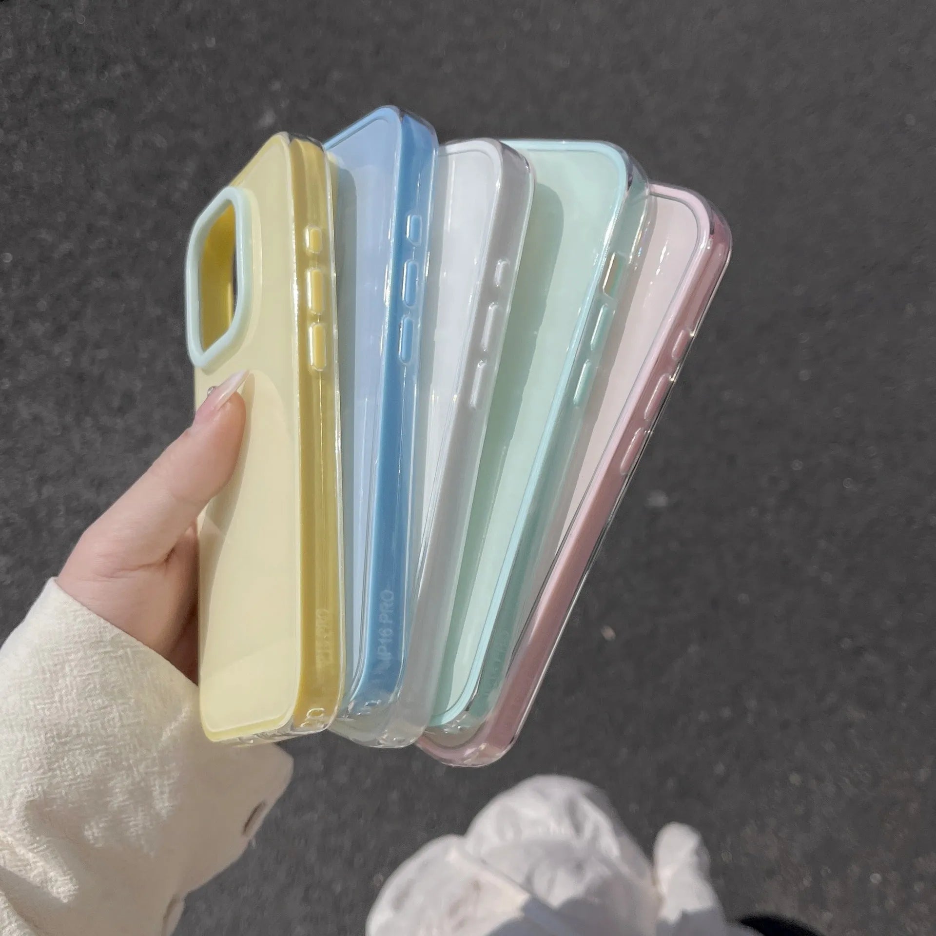 Simple solid colour jelly silicone all-inclusive phone case for iPhone models on a white background.