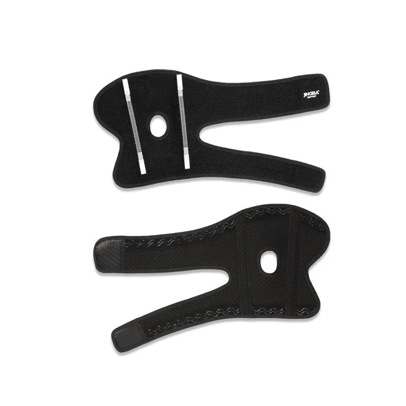 Black adjustable sports elbow guard shown on arm during athletic activity