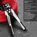 Fully automatic wire stripping pliers tool with high carbon steel blades on a workbench.