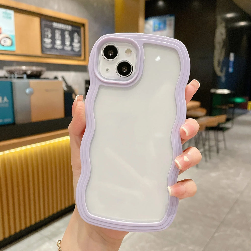 Wave border solid colour TPU phone case for iPhone 17 series