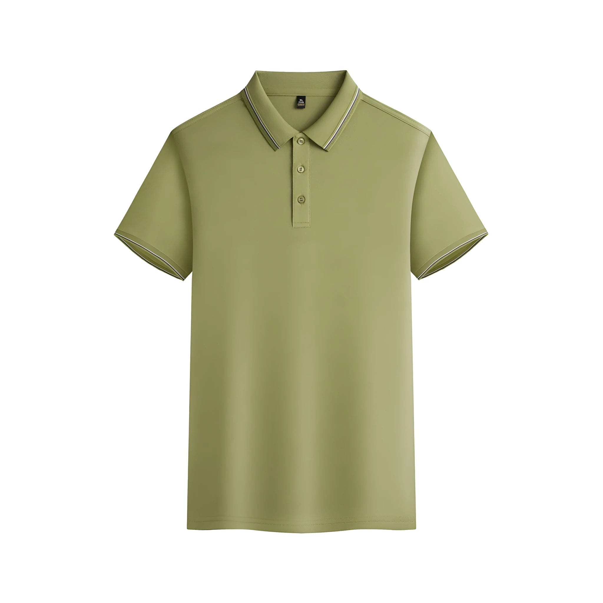Men's solid colour quick-dry polyester polo shirt in navy blue with short sleeves