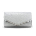 Frosted sequin light luxury dinner bag with metal decoration in black, horizontal square shape