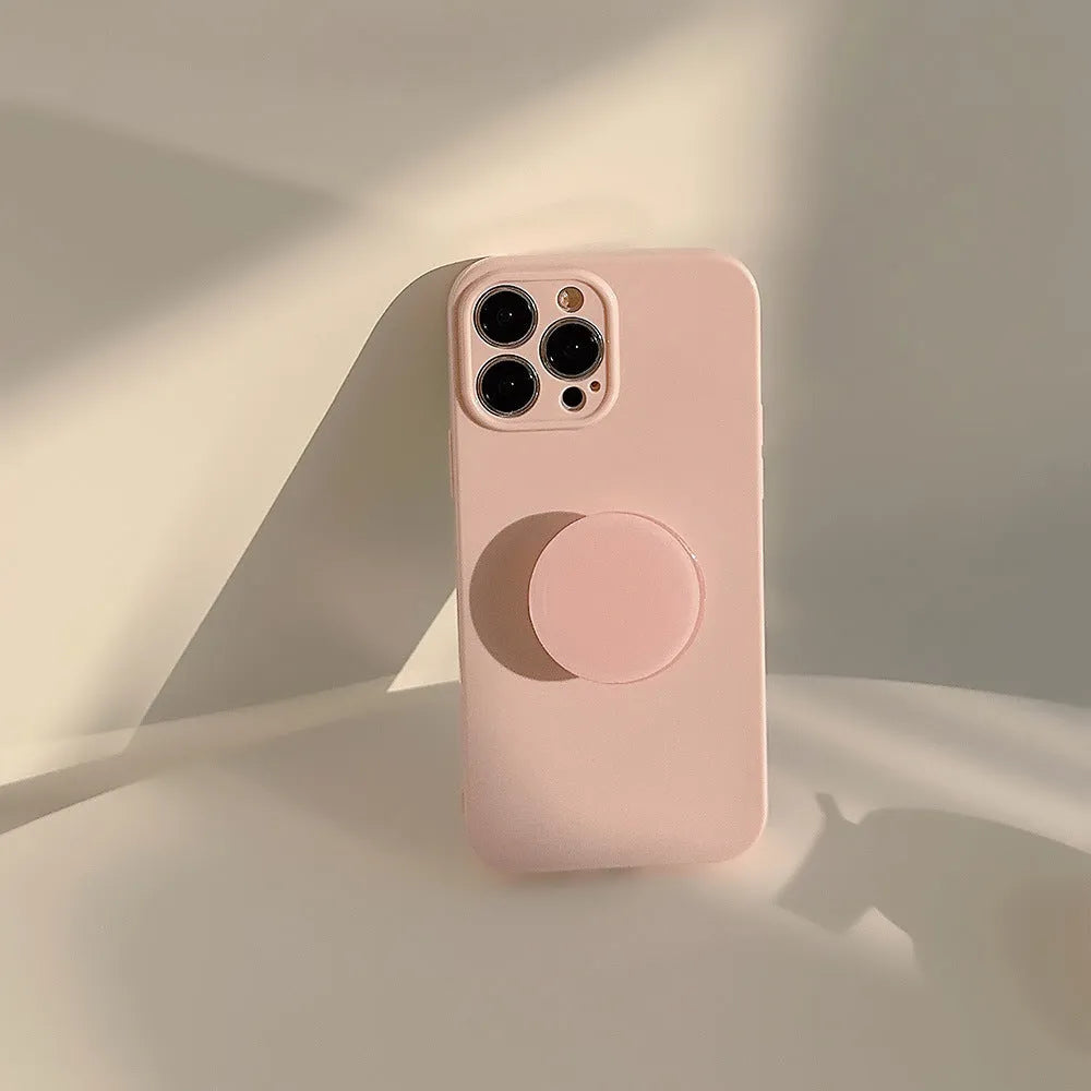 Solid colour TPU bracket phone case for Apple iPhone, soft shell with stand holder, multiple colour options